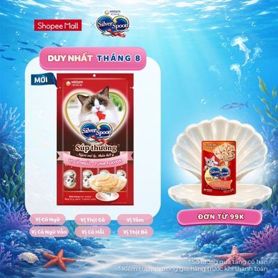 [V] [Combo 6 gói] 24 Thanh Súp thưởng Silver Spoon cho mèo (14g/thanh) - 6 Vị Thơm Ngon