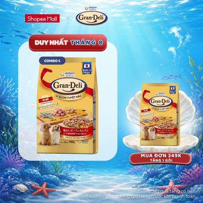 [V] Combo 5 Thức ăn khô cho chó Gran Deli 700g/gói - Cung cấp dinh dưỡng cân bằng cho chó trưởng thành 
