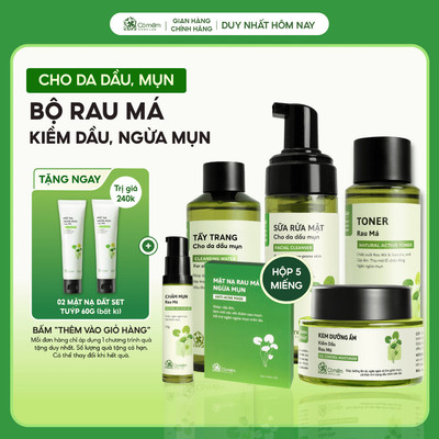 Bộ Chăm Sóc Da Dầu Mụn Rau Má Chuyên Sâu Cỏ Mềm