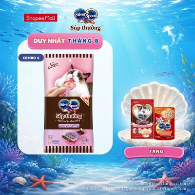 V] Combo 6 Súp Thưởng Silver Spoon Dạng Thìa Cho Mèo Vị Cá Ngừ/Vị Cá Ngừ Vằn/Vị Thịt Gà/ Hải Sản/Cá Hồi (40g/gói)