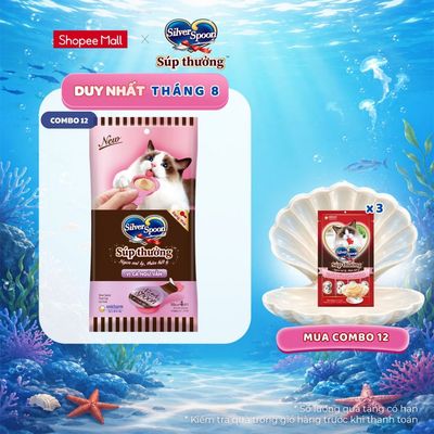 [V] Combo 12 Súp Thưởng Silver Spoon Dạng Thìa Cho Mèo Vị Cá Ngừ/Vị Cá Ngừ Vằn/Vị Thịt Gà/ Hải Sản/Cá Hồi (40g/gói)