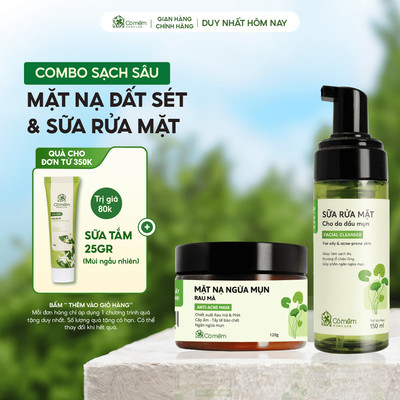 Bộ Chăm Sóc Da 2 Bước Bọt Rửa Mặt Và Mặt Nạ Đất Sét Cho Mọi Loại Da Cỏ Mềm