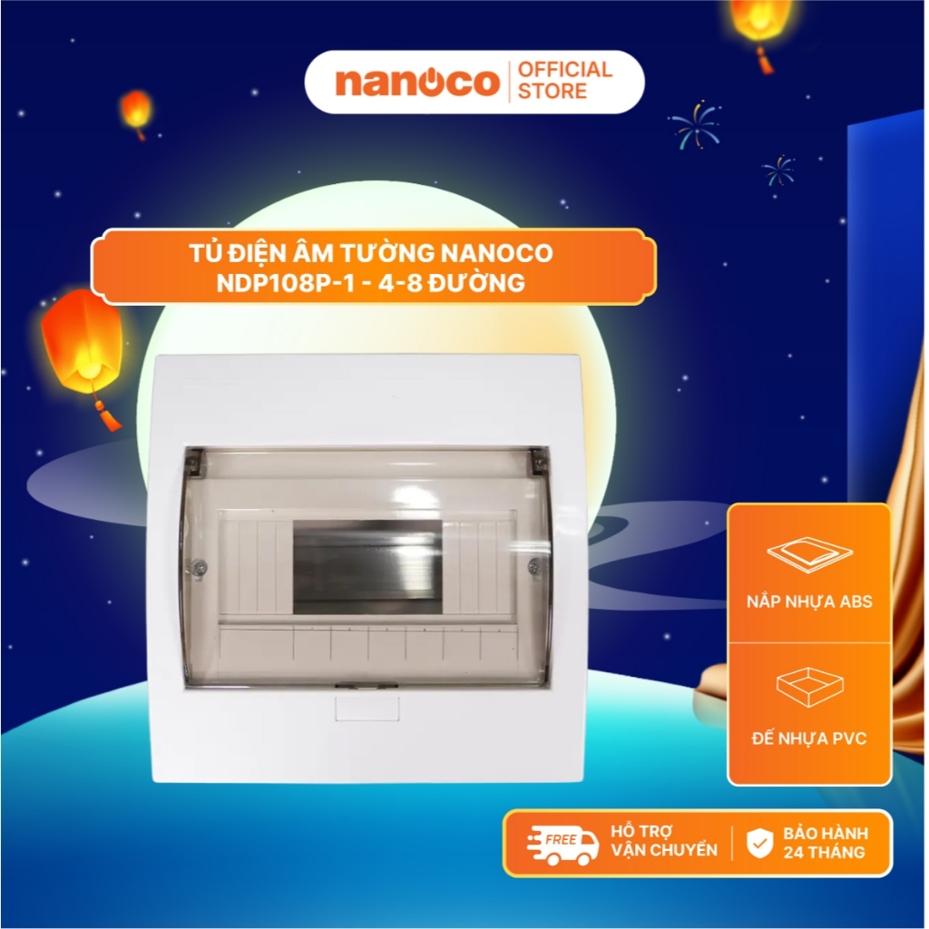 Tủ điện âm tường Nanoco model NDP104P-1/ NDP108P-1 (mặt nhựa đế nhựa)
