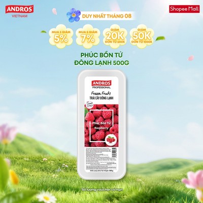 [CHỈ GIAO HCM] ANDROS - Phúc bồn tử đông lạnh (Frozen Raspberry) - Trái cây đông lạnh - IQF