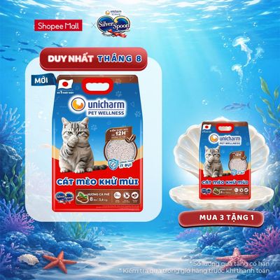 Cát mèo khử mùi Silver Spoon Unicharm Pet Wellness, hương cà phê/hương chanh 8 Lbs (3.6 kg)