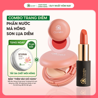 [Tone Da Tự Nhiên] Trọn Bộ Combo Trang Điểm Tự Nhiên Son Lụa Diễm Phấn Nước Kem Trang Điểm Cỏ Mềm