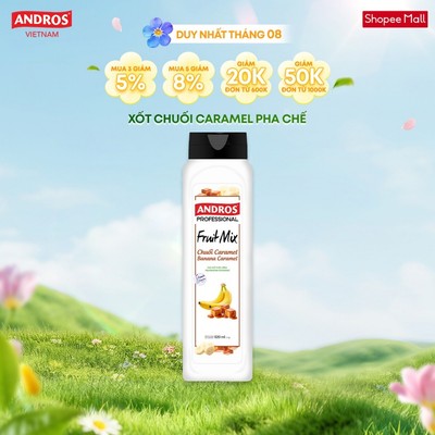 Xốt Chuối Caramel Pha Chế - Làm Từ Trái Cây Thật - Nguyên liệu pha chế - ANDROS FRUIT MIX - 820ml