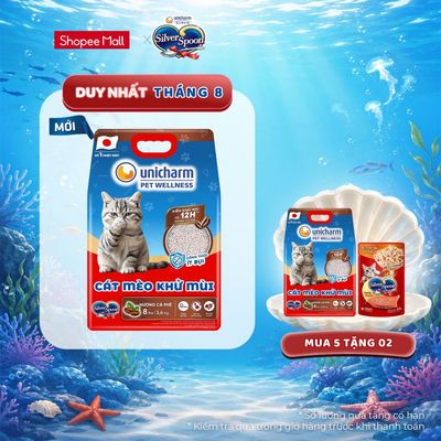 [V] Combo 5 Cát mèo khử mùi Silver Spoon Unicharm Pet Wellness, hương cà phê/hương chanh/hương nhài 8 Lbs (3.6 kgx5)