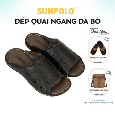 Dép Quai Ngang Nam Da Bò SUNPOLO DQN025