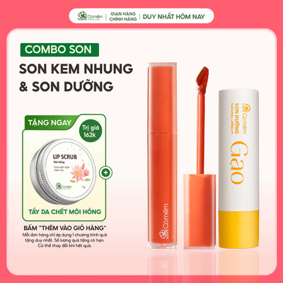 Combo Son Kem Không Silicone Và Son Dưỡng Môi Mềm Mịn Cỏ Mềm