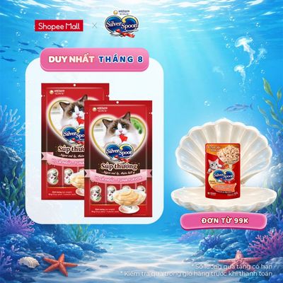 [V] Combo 2 súp thưởng dạng thanh cho mèo Silver Spoon 56g ( 4 thanh 14g) - 6 Vị Thơm Ngon - 100% thịt cá thật hảo hạng