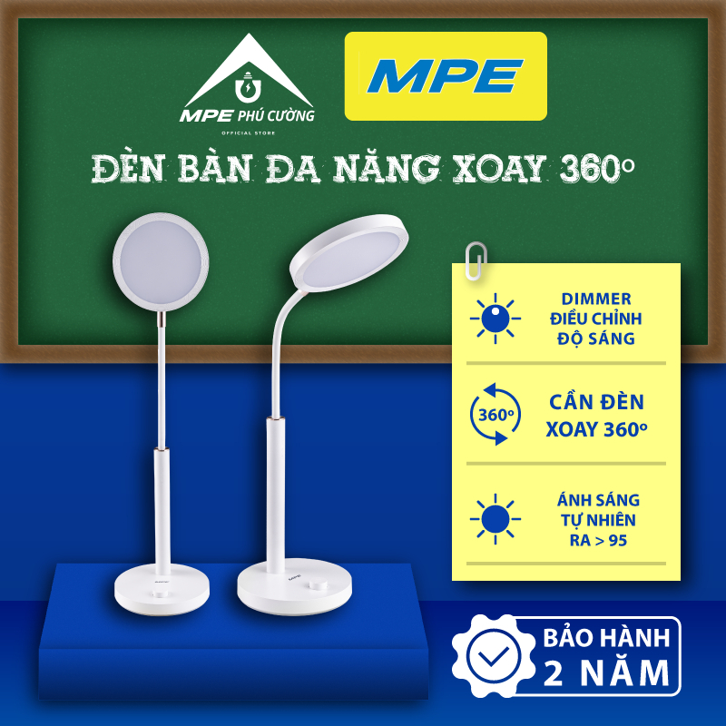 (CHÍNH HÃNG) MPE - Đèn bàn đa năng 10W điều chỉnh độ sáng xoay 360 độ Chính hãng MPE Phú Cường