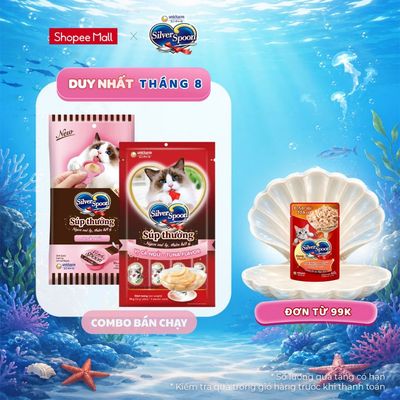 [V] Combo bán chạy: Set 02 Súp Thưởng Silver Spoon Cao Cấp Cho Mèo (Thanh 56g & Thìa 40g) Vị Ngẫu Nhiên