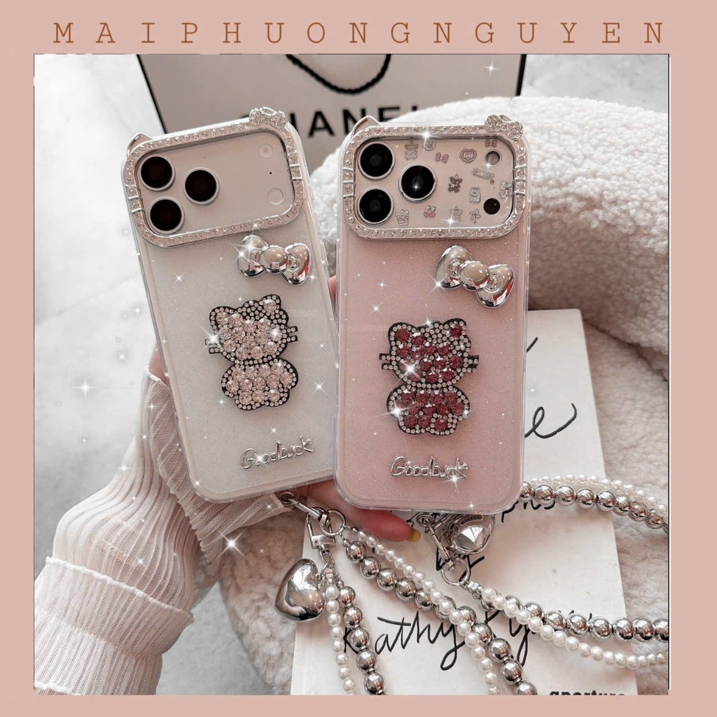 ( HỎA TỐC HÀ NỘI) ốp lưng iphone camera đá tai mèo kity đá GOODLUCK 11prm/12prm/13prm/14prm/15prm/16