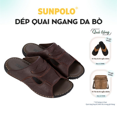 [ Xả kho ] Dép Quai Ngang Nam Da Bò SUNPOLO DQN036