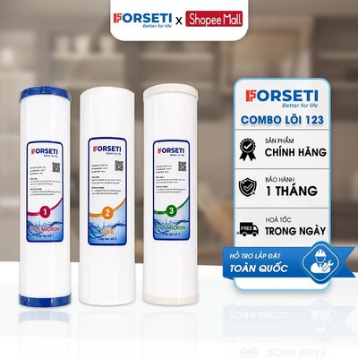 Bộ 3 Lõi Lọc Thô 1 2 3 Forseti Cho Máy Lọc Nước RO Karofi, Kangaroo, Forseti Chính Hãng