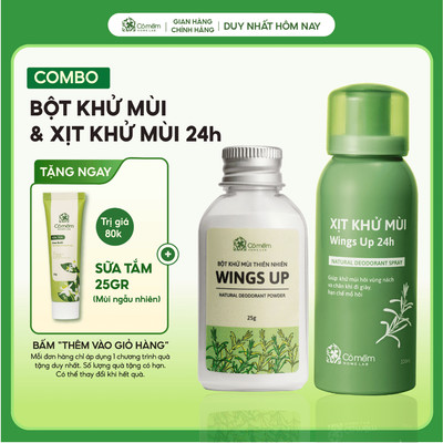 Combo Khử Mùi Hôi Nách Hôi Chân Xịt Khử Mùi Bột Khử Mùi Wings Up 24h Giảm Tiết Mồ Hôi Ngăn Ngừa Vi Khuẩn Gây Mùi Cỏ Mềm