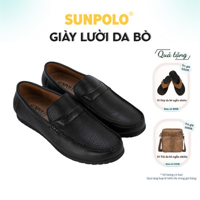 [ Xả kho ] Giày lười nam Da bò cao cấp SUNPOLO đi làm đi chơi dự tiệc MU2589