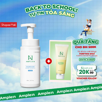Sữa Rửa Mặt Tạo Bọt AMPLE:N Hyaluron Shot Bubble Cleanser 450ml
