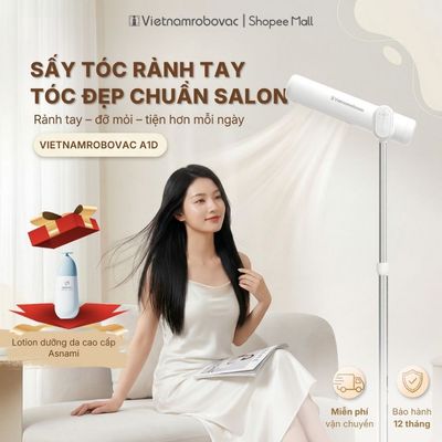 Máy Sấy Tóc Tự Động Dạng Đứng Vietnamrobovac A1D - Sấy tóc rảnh tay, cửa gió kép sấy nhanh + 100 triệu ion âm dưỡng tóc