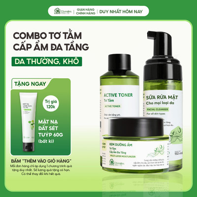 Bộ Chăm Sóc Da 3 Bước Sữa Rửa Mặt Toner Kem Dưỡng Tơ Tằm Dưỡng Ẩm Da Cỏ Mềm