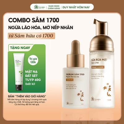 Combo Sữa Rửa Mặt Serum Sâm 1700 Làm Sạch Da Cấp Ẩm Ngừa Lão Hoá Da Cỏ Mềm