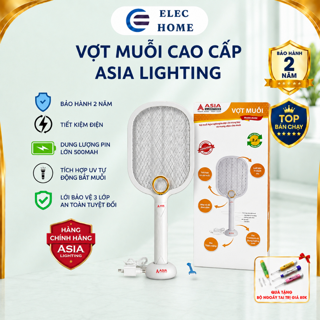 VỢT MUỖI ĐA NĂNG ASIA LIGHTING – TỰ HÚT MUỖI, DIỆT NHANH, AN TOÀN