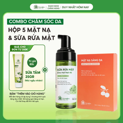 Combo Làm Sạch Sữa Rửa Mặt Và Hộp 5 Mặt Nạ Thạch Dừa Cỏ Mềm