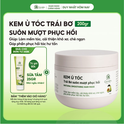 Kem ủ tóc Keratin phục hồi tóc mềm mượt thiên nhiên cải thiện khô xơ chẻ ngọn Trái Bơ Cỏ Mềm 200g