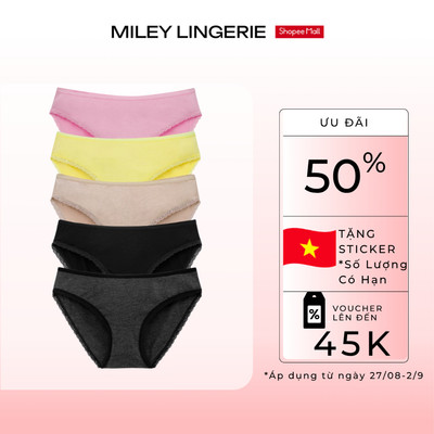 [LIVE] Combo 5 Quần Lót Modal Visco Phối Viền Ren Miley Lingerie Kháng Khuẩn Thoáng Khí, Nhãn In Chống Cộm
