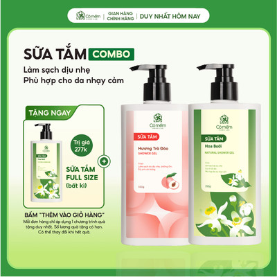 Bộ Đôi Sữa Tắm Dưỡng Ẩm Sáng Da Ngừa Lão Hoá Da Từ Thiên Nhiên Cỏ Mềm 350ml