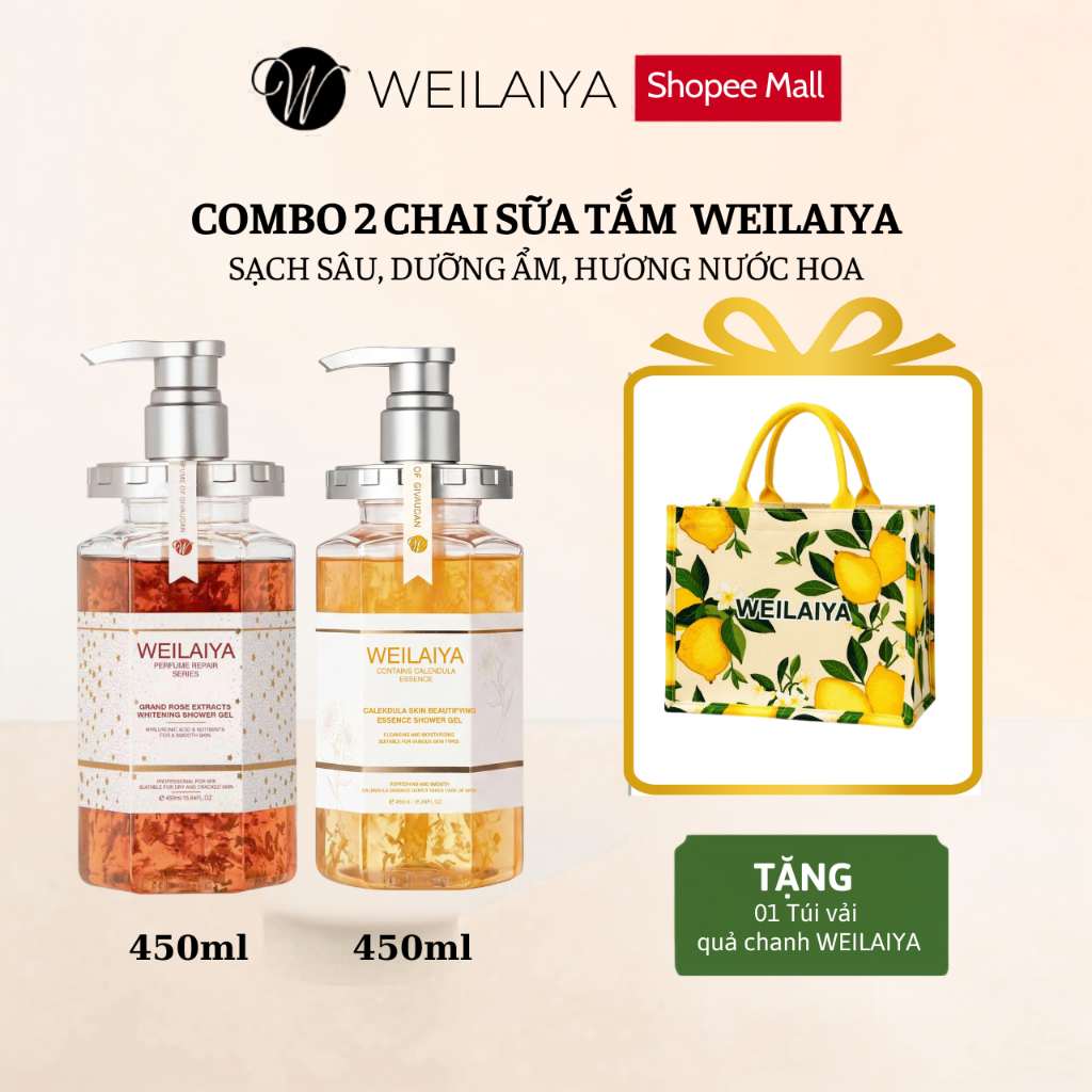 Combo 2 chai Sữa tắm Weilaiya 450ml . TẶNG TÚI XÁCH WEILAIYA