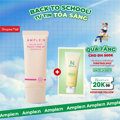 Kem Chống Nắng Nâng Tone Hồng Đào Ample:n Solar Shot Peach Tone Up Suncream 40ml