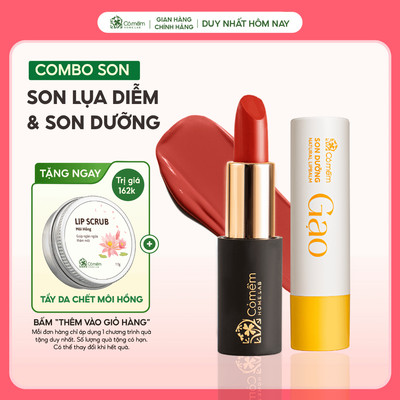 Bộ Chăm Sóc Môi Xinh Gồm Son Lụa Và Son Dưỡng Cỏ Mềm