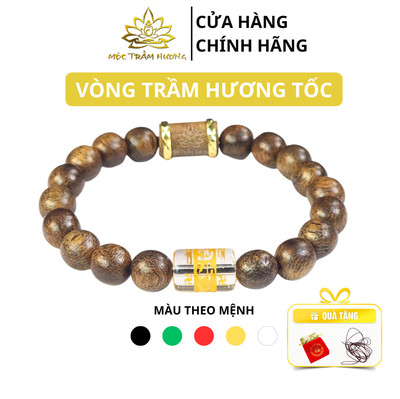 Vòng Tay Trầm Hương Đốt Trúc Trầm Tốc Việt Bọc Vàng Mix Lu Thống Omani - Mộc Trầm Hương MTH