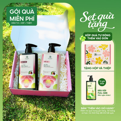 [Set Quà Tặng] Bộ Gội Xả Thiên Nhiên Cỏ Mềm | Hộp quà tặng người yêu, mẹ, vợ yêu, cô giáo