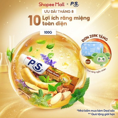 Kem đánh răng P/S Thảo Dược 100g/150g, cho 10 lợi ích toàn diện, như giảm ê buốt, trắng răng, hơi thở thơm mát