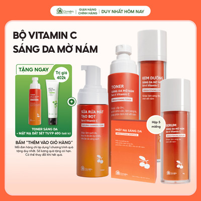 Bộ Chăm Sóc Da Vitamin C Ngừa Nám Sáng Da Chiết Xuất Sơ Ri Cỏ Mềm