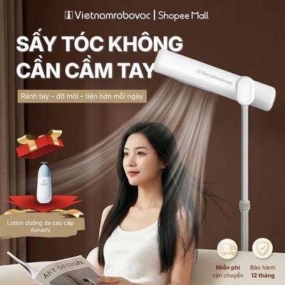 Máy Sấy Tóc Rảnh Tay Vietnamrobovac A0D - Tiết Kiệm Thời Gian - Cửa gió kép Sấy nhanh - Chăm Sóc Tóc Mềm Mại Bằng ion Âm