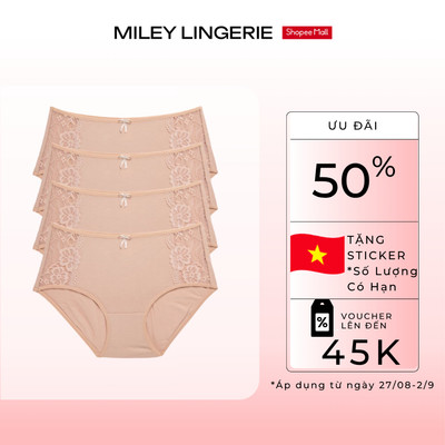 Set 4 Quần Lót Nữ Lưng Cao Miley Lingerie Modal Phối Ren Sườn Comfort FDS25