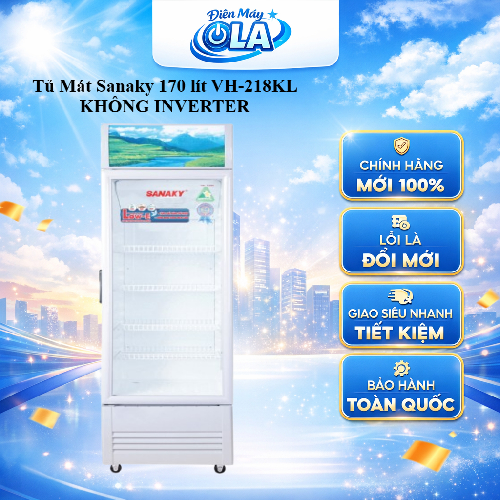 (TOÀN QUỐC) - VH-218KL - Tủ Mát Sanaky 170 lít VH-218KL KHÔNG INVERTER