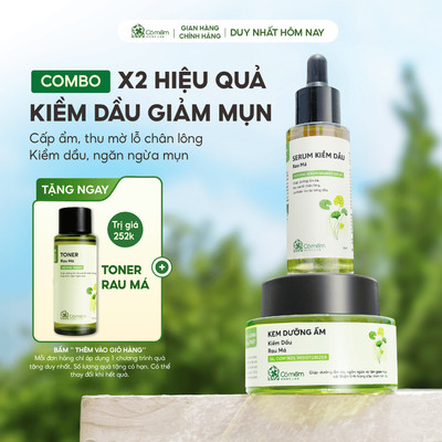 Combo Dưỡng Ẩm Kiềm Dầu Serum Kem Dưỡng Cho Da Dầu Rau Má Cỏ Mềm 80g