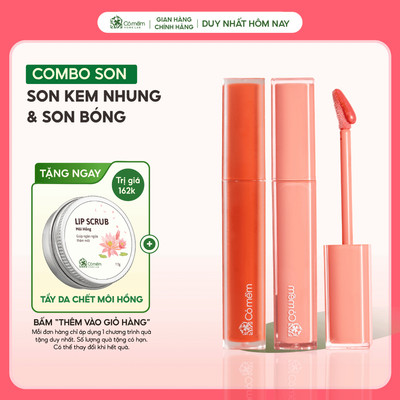 Combo Son Kem Nhung Và Son Bóng Lì Bền Màu Căng Mọng Không Silicone Cỏ Mềm