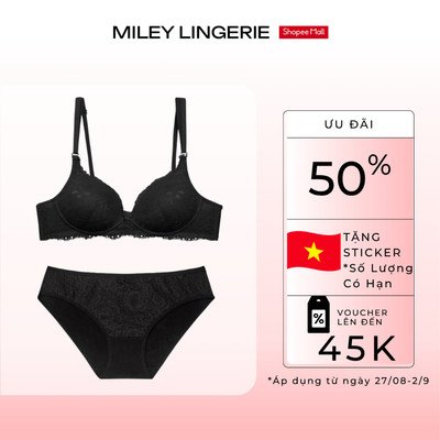 Bộ Đồ Ren Hoa Gọng Mềm MileyLingerie và Quần Modal Phối Ren Trước Thoải Mái, Mềm Mại