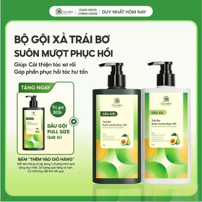 Dầu Gội Xả Suôn Mượt Chứa Keratin Phục Hồi Tóc Hư Tổn Trái Bơ Cỏ Mềm