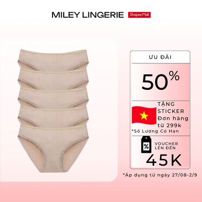 Combo 5 Quần Lót Nữ Modal Visco Phối Viền Ren Miley Lingerie Comfort Màu Da FVS0906