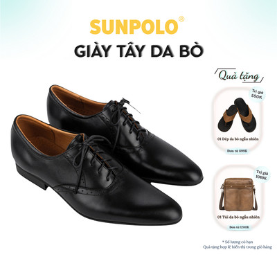 [ Xả kho ] Giày tây nam Da bò cao cấp SUNPOLO giày đi làm văn phòng, công sở đế cao 3cm MU5572