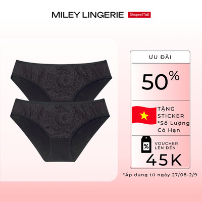 Bộ 2 Quần Lót Nữ Modal Phối Ren Sợi Dệt Bikini Comfort Miley Lingerie FCM0104-0204