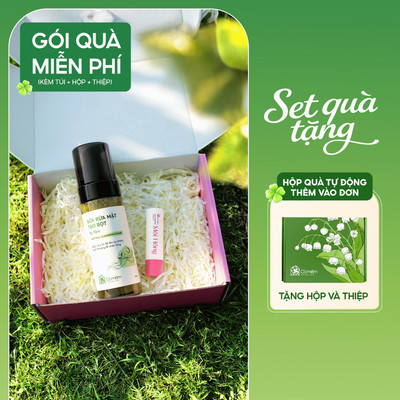 [Set Quà Tặng] Combo Sữa Rửa Mặt Và Son Dưỡng Môi Cỏ Mềm | Hộp quà tặng người yêu, mẹ, cô giáo