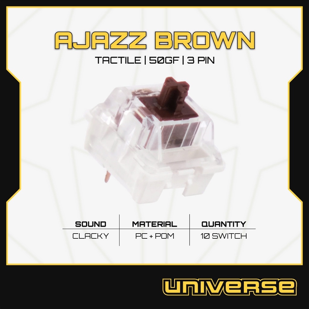 10 Switch Ajazz Brown Switch Tactile 50g 3 Pin PC + POM Công Tắc Bàn Phím Cơ Bàn Phím Universe